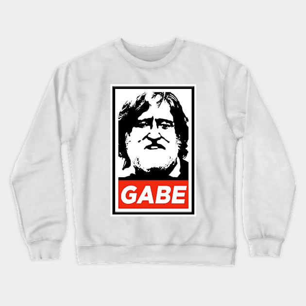 Gabe Newell Steam Gaben Buy Poster Design Obey Crewneck Sweatshirt by Kaamalauppias